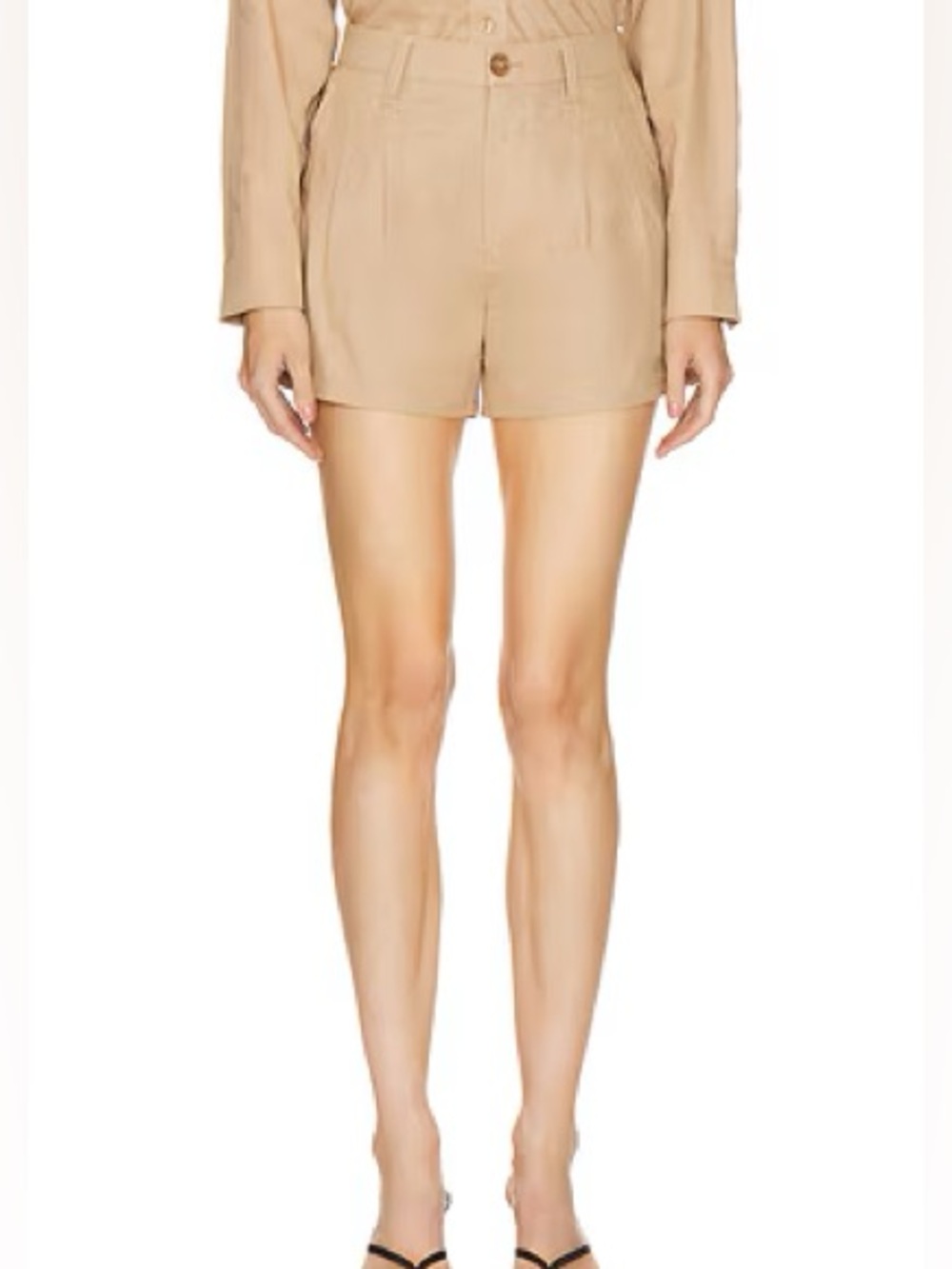 Hudson High Waist Pleated Shorts — Tan NWT 26
